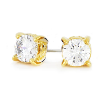 Diamante 4 Carat Gold Stud Earrings
