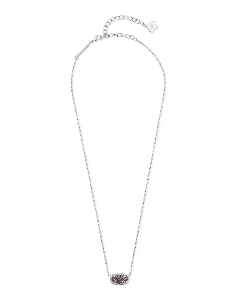 Elisa 20" Rhodium Platinum Drusy Necklace - She Chester