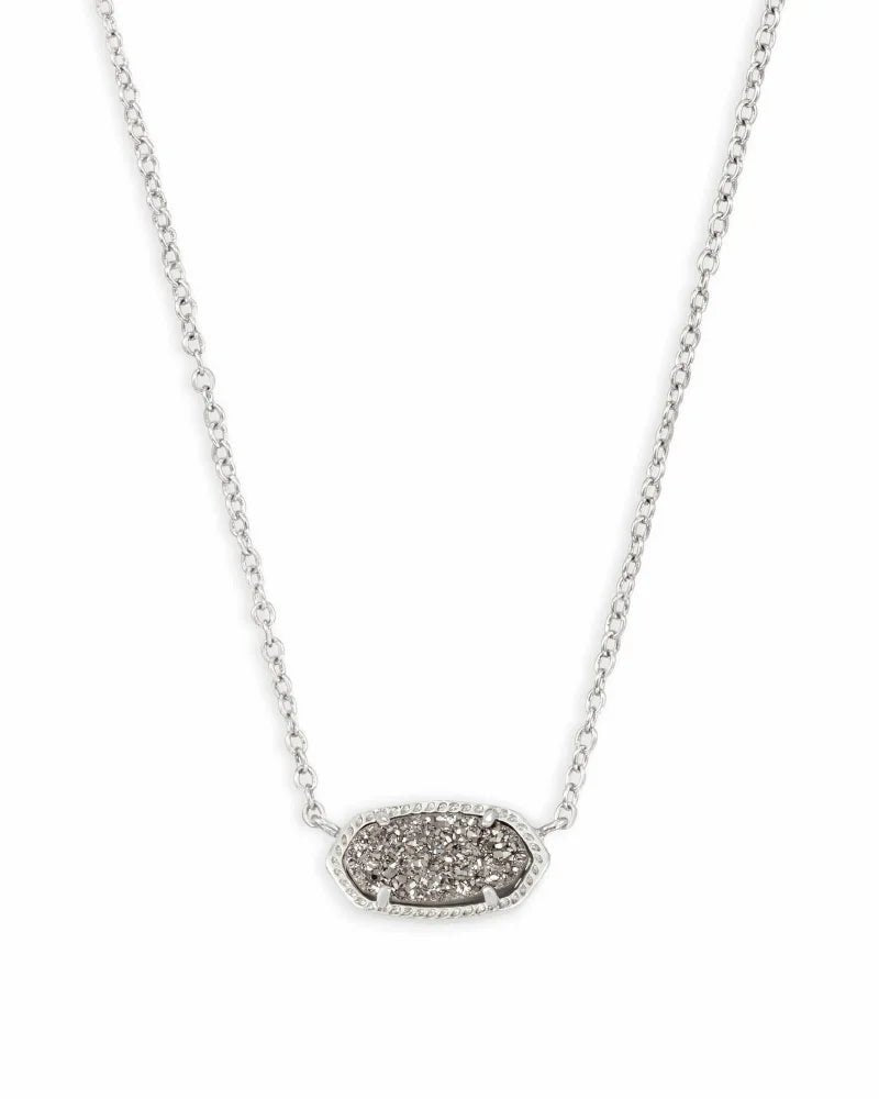 Elisa 20" Rhodium Platinum Drusy Necklace - She Chester