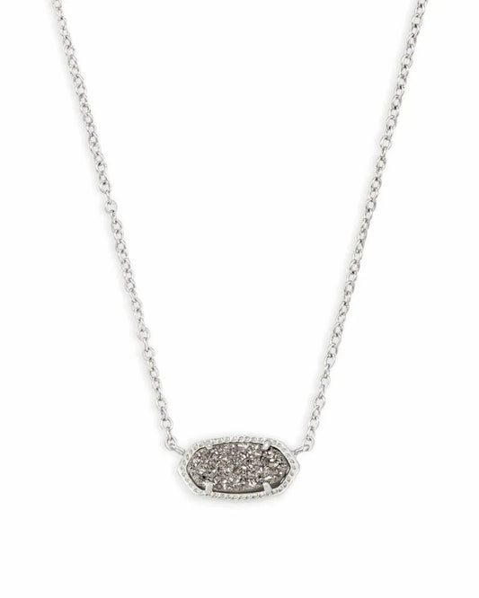 Elisa 20" Rhodium Platinum Drusy Necklace - She Chester