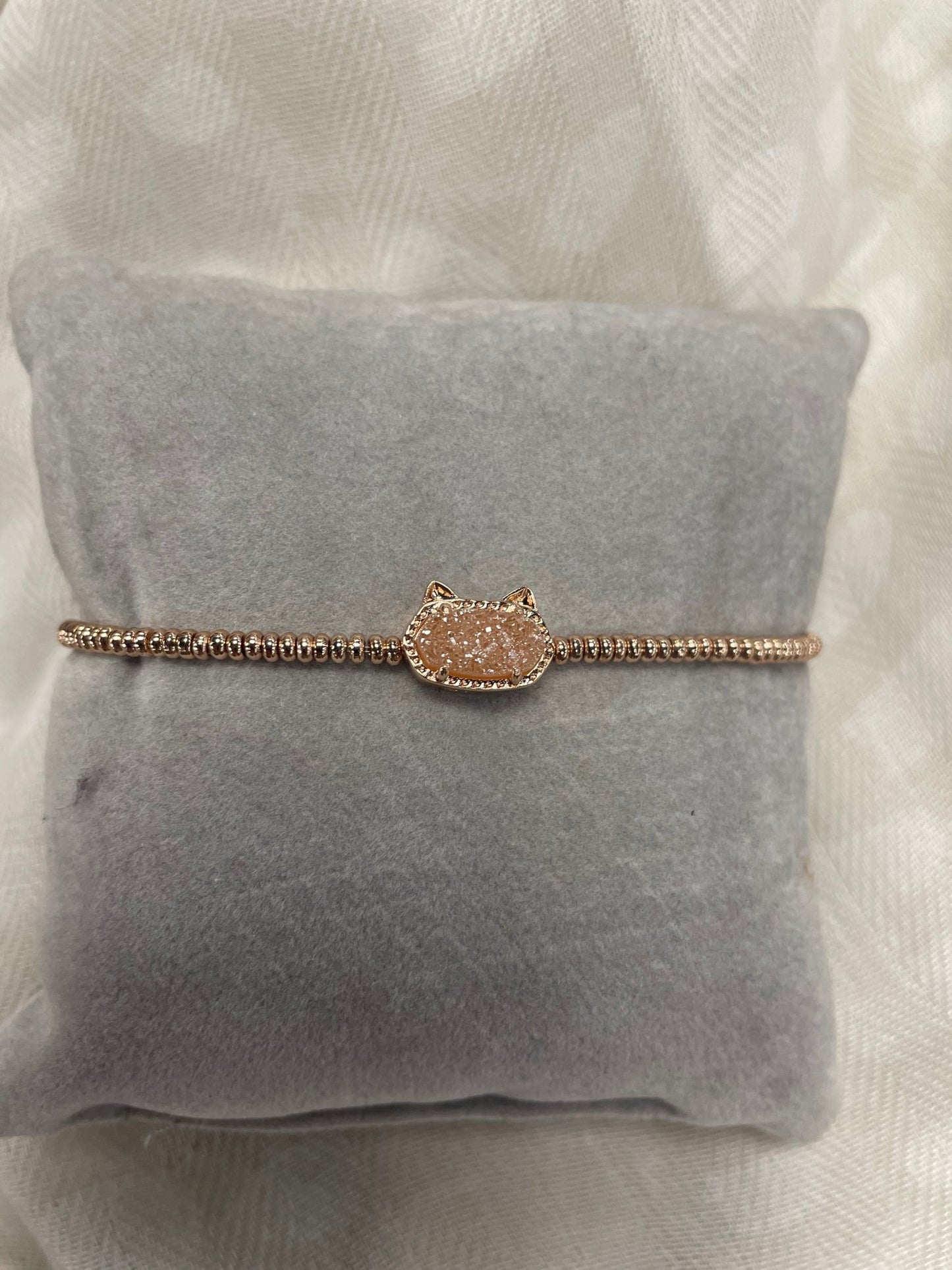 Elisa Cat Stretch Bracelet RSG Sand Drusy - She Chester