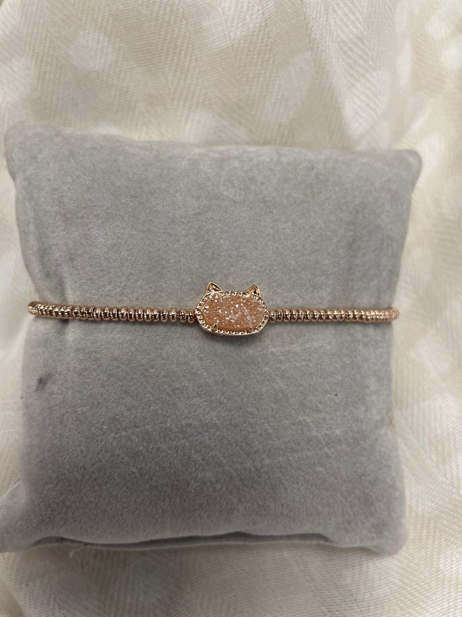Elisa Cat Stretch Bracelet RSG Sand Drusy - She Chester