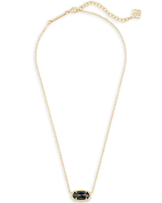 Elisa Gold Black Opaque Glass Necklace - She Chester