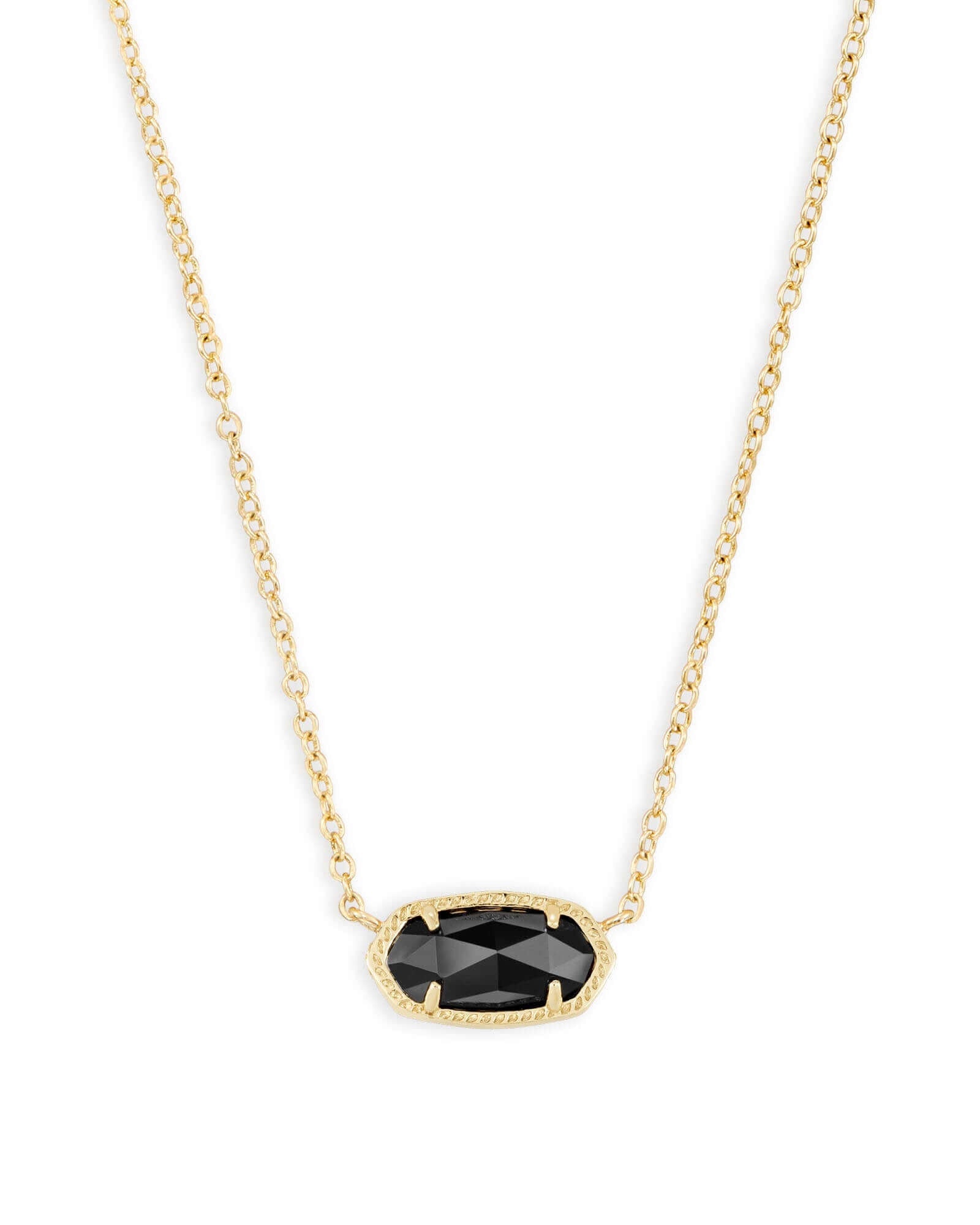 Elisa Gold Black Opaque Glass Necklace - She Chester