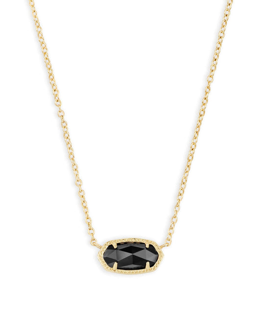 Elisa Gold Black Opaque Glass Necklace - She Chester