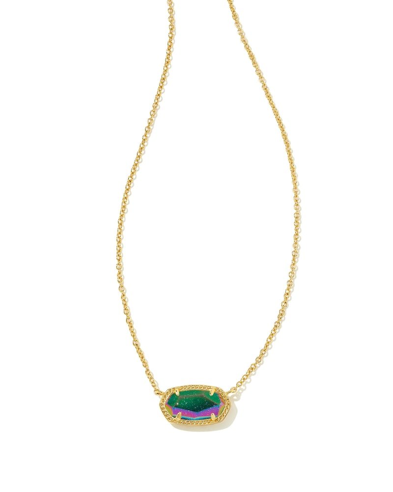 Elisa Gold Iridescent Blue Necklace - She Chester