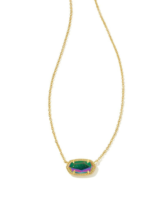 Elisa Gold Iridescent Blue Necklace - She Chester