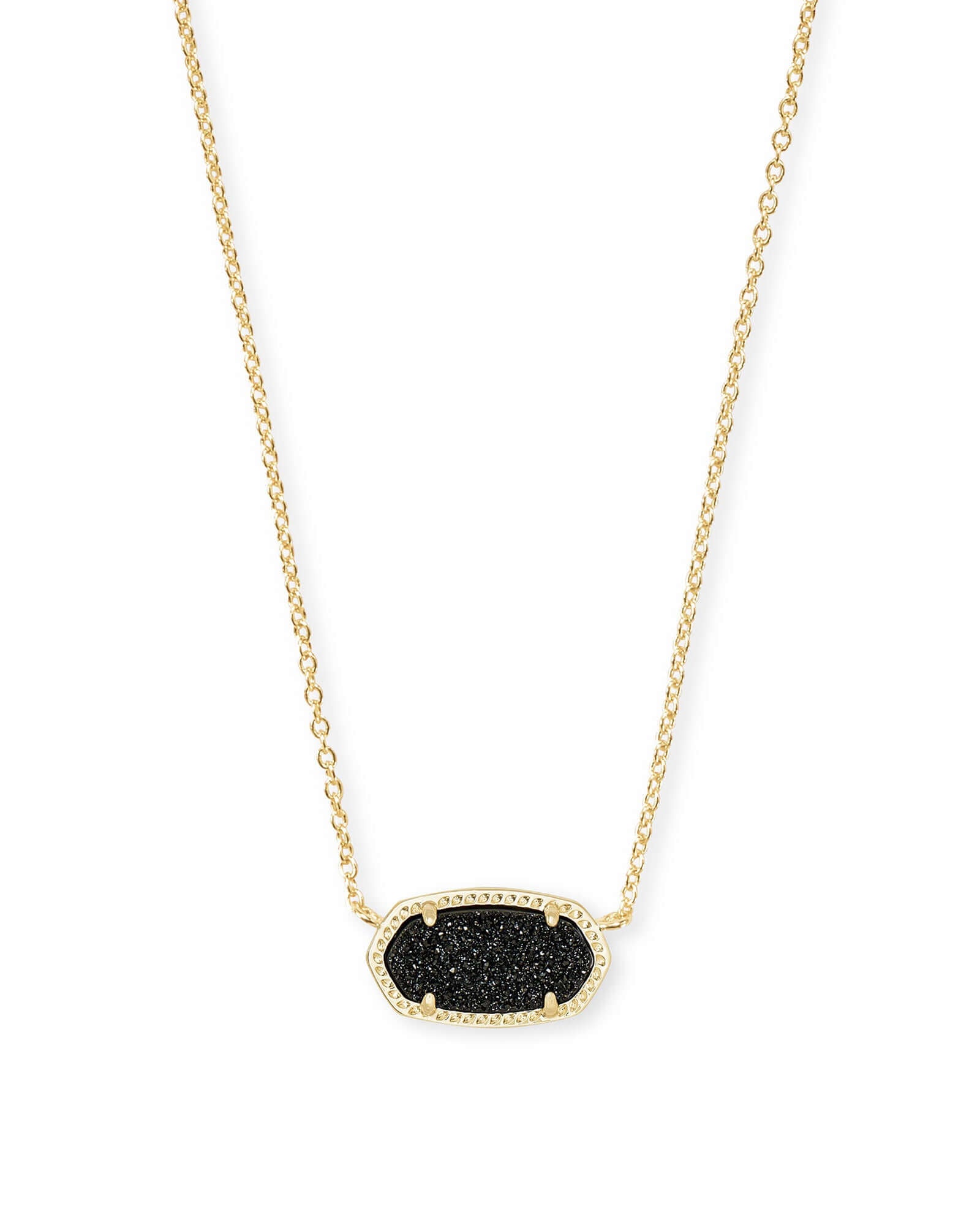 Elisa Gold Pendant Necklace In Black Drusy - She Chester