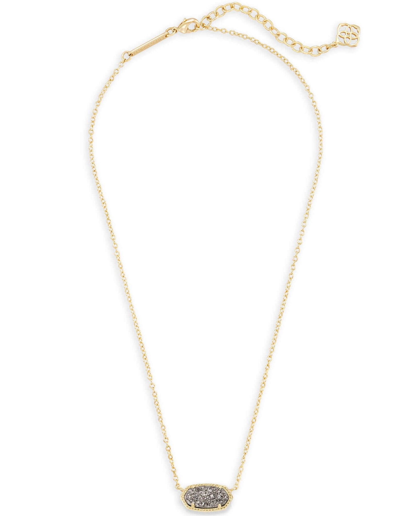 Elisa Gold Pendant Necklace In Platinum Drusy - She Chester