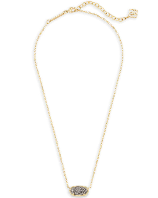 Elisa Gold Pendant Necklace In Platinum Drusy - She Chester