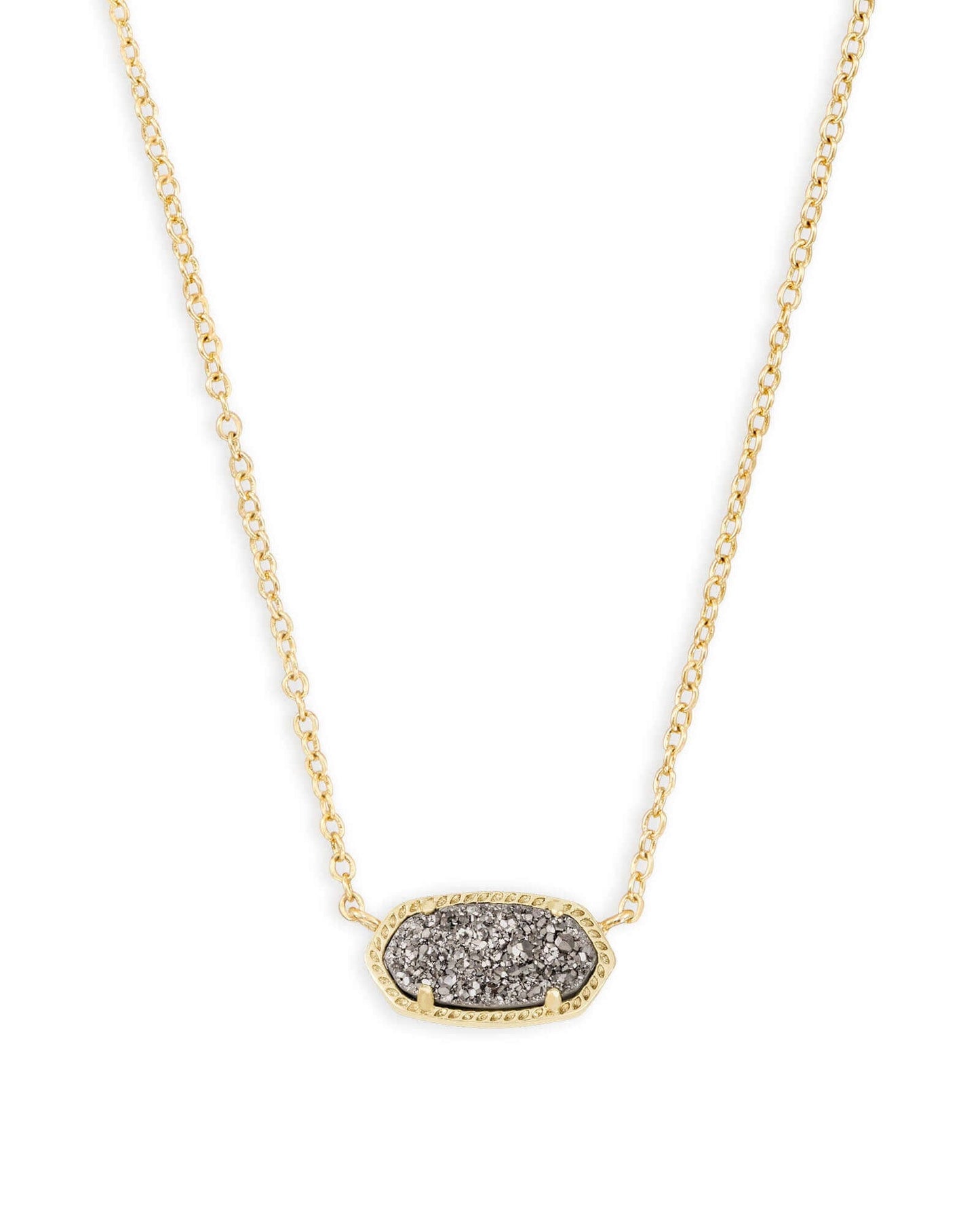 Elisa Gold Pendant Necklace In Platinum Drusy - She Chester