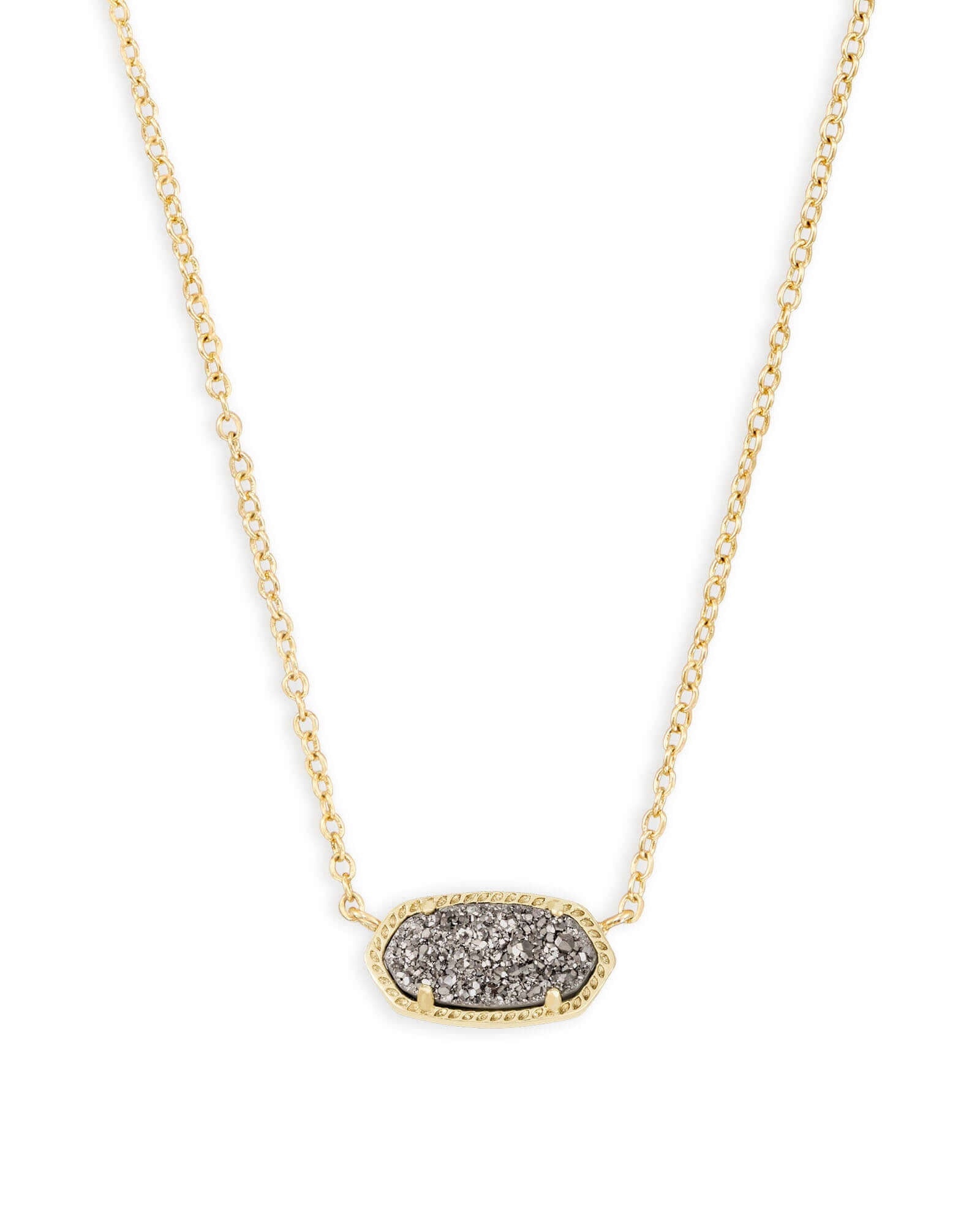 Elisa Gold Pendant Necklace In Platinum Drusy - She Chester