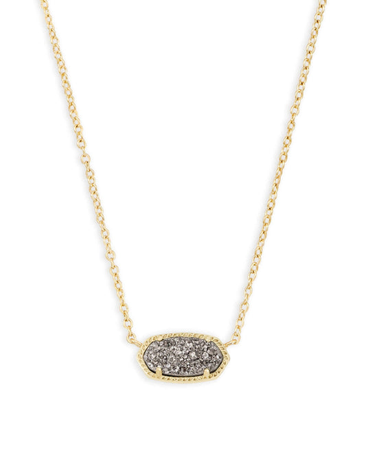 Elisa Gold Pendant Necklace In Platinum Drusy - She Chester