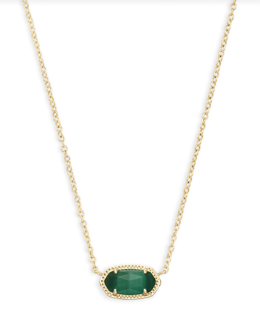 Elisa Necklace Gold Emerald Cats Eye - She Chester