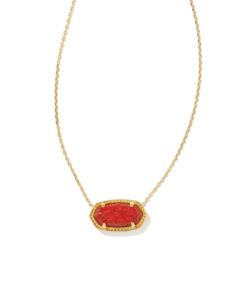 Elisa Necklace Gold Red Kyocera Opal - She Chester