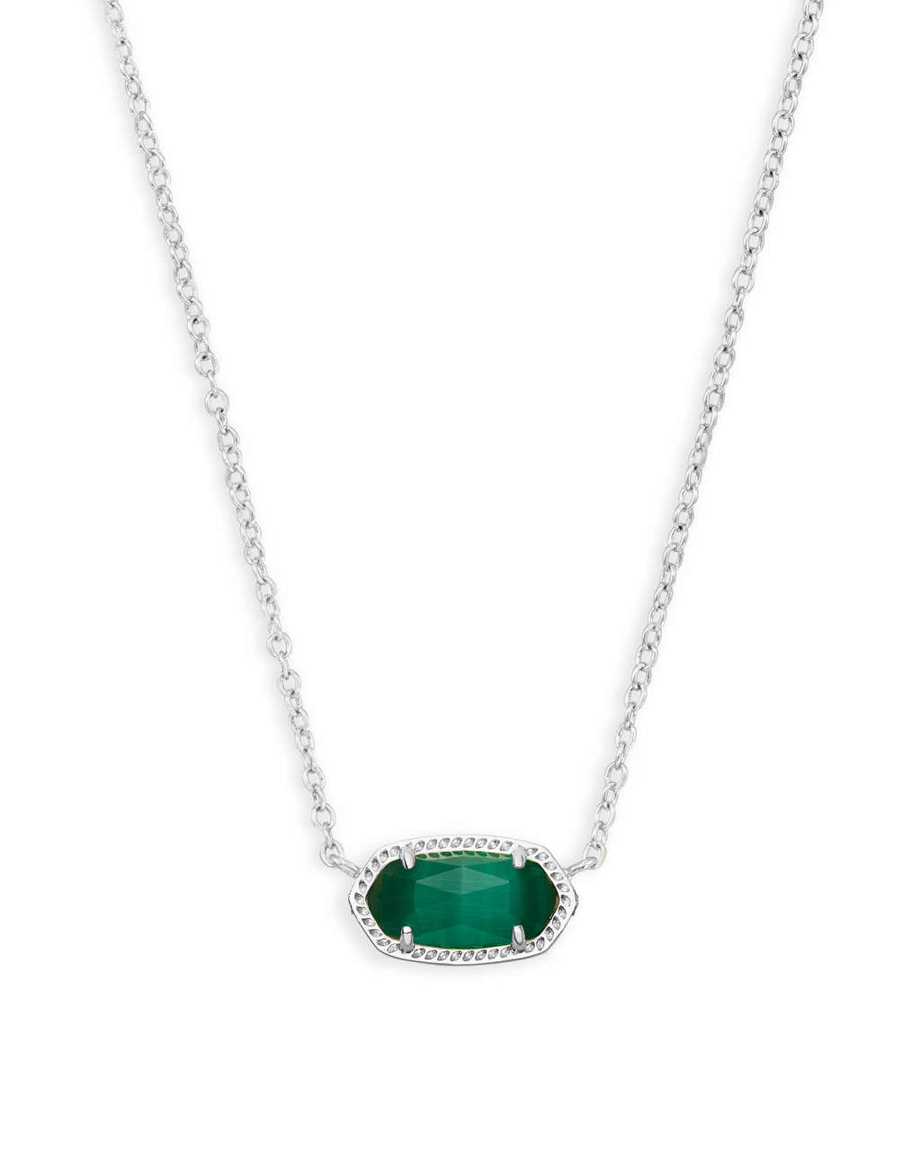 Elisa Necklace Rhodium Emerald Cats Eye - She Chester