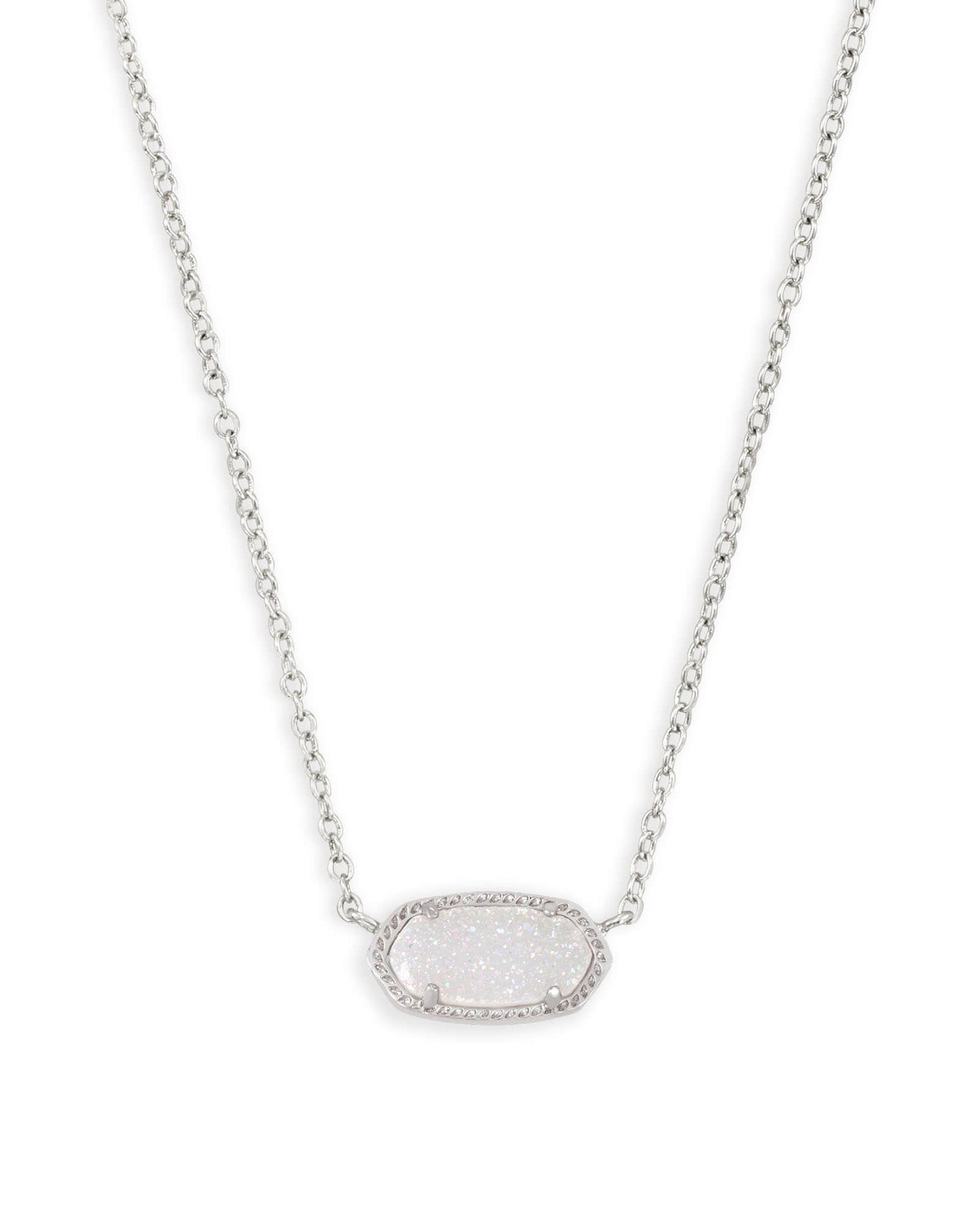 Elisa Necklace Rhodium Iridescent Drusy - She Chester