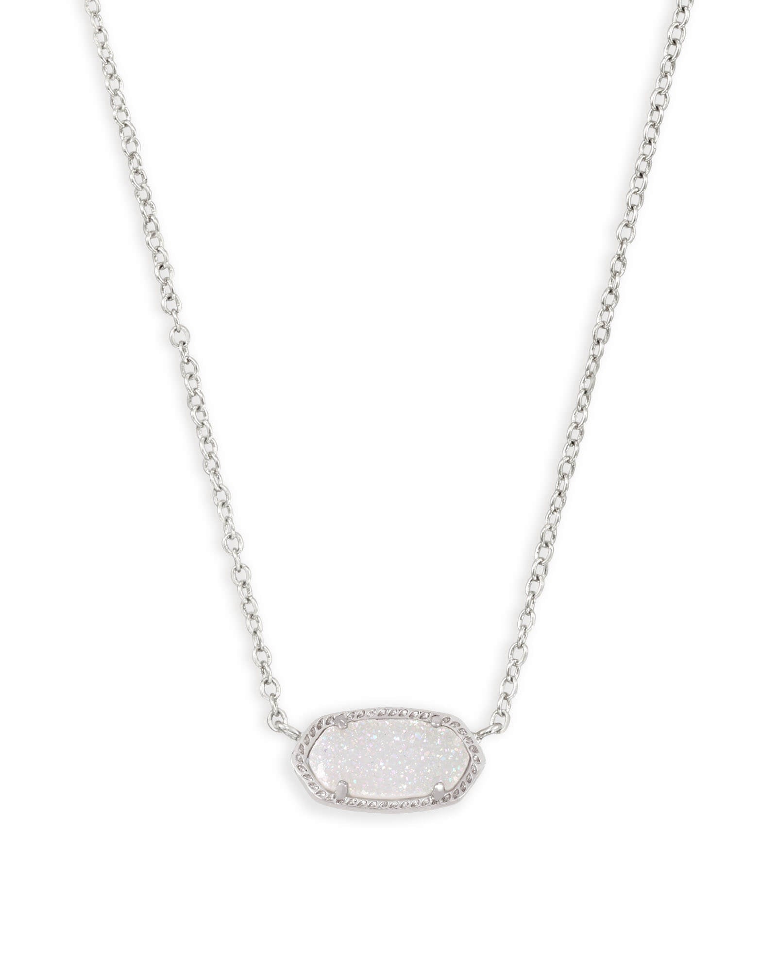 Elisa Necklace Rhodium Iridescent Drusy - She Chester