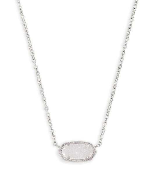 Elisa Necklace Rhodium Iridescent Drusy - She Chester