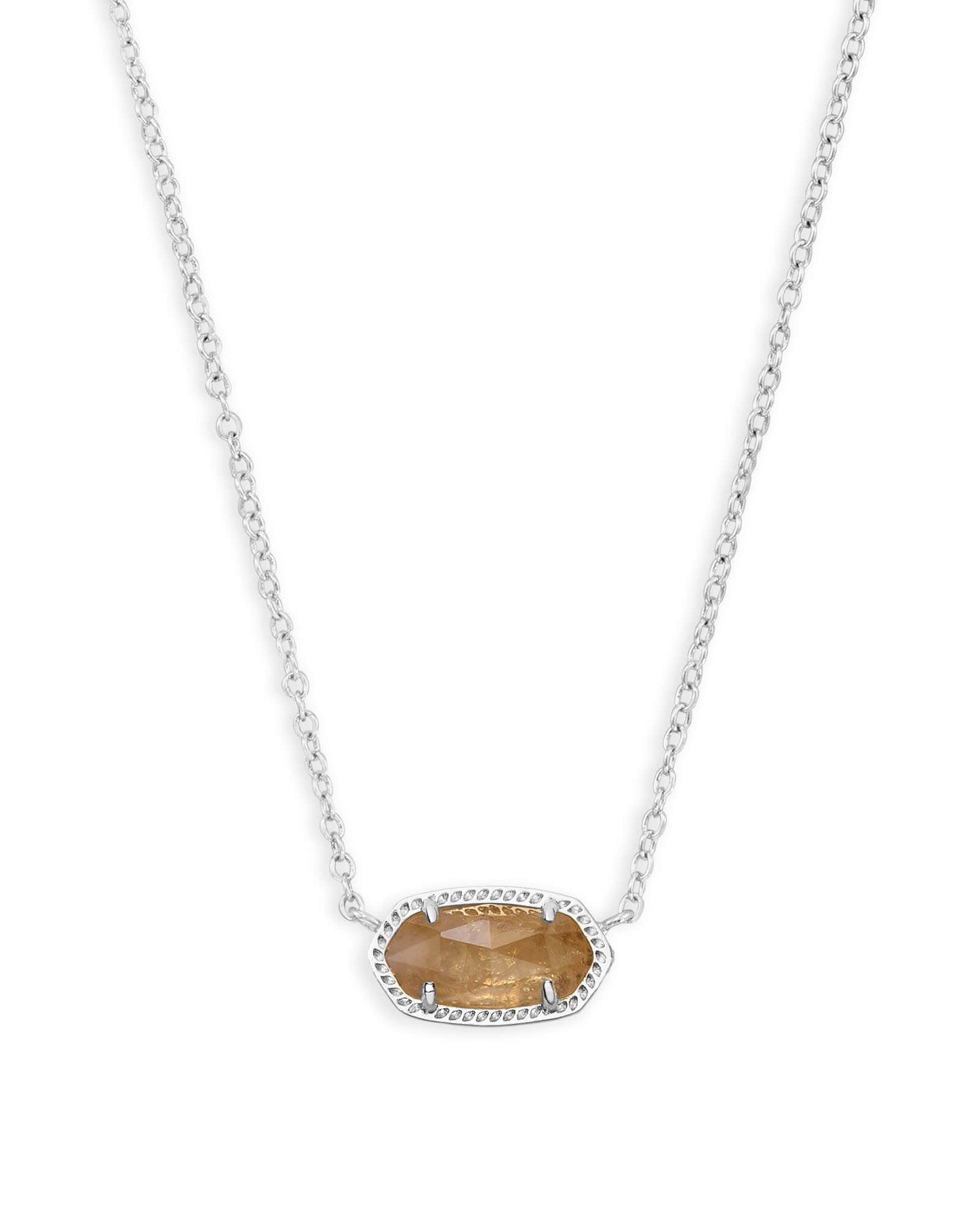 Elisa Necklace Rhodium Orange Citrine Quartz - She Chester
