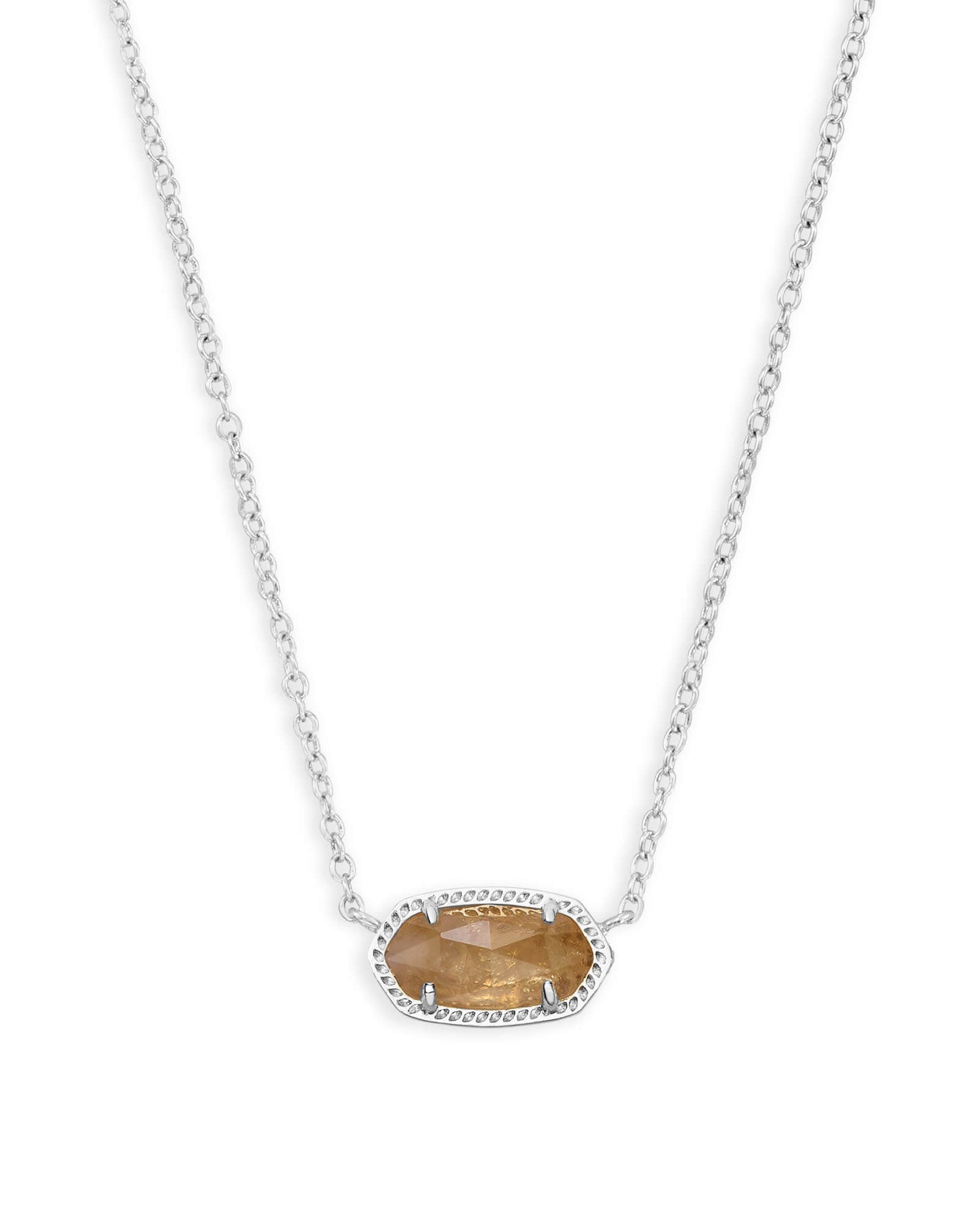 Elisa Necklace Rhodium Orange Citrine Quartz - She Chester
