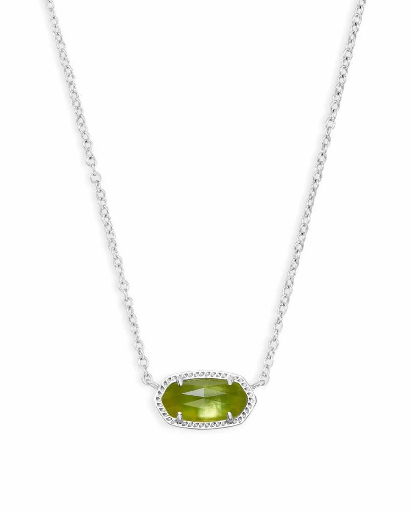Elisa Necklace Rhodium Peridot Illusion - She Chester