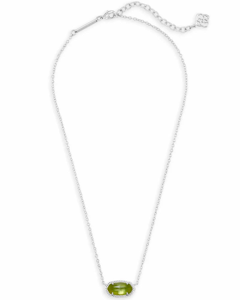 Elisa Necklace Rhodium Peridot Illusion - She Chester