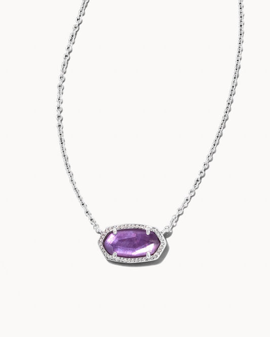 Elisa Necklace Rhodium Purple Mica - She Chester