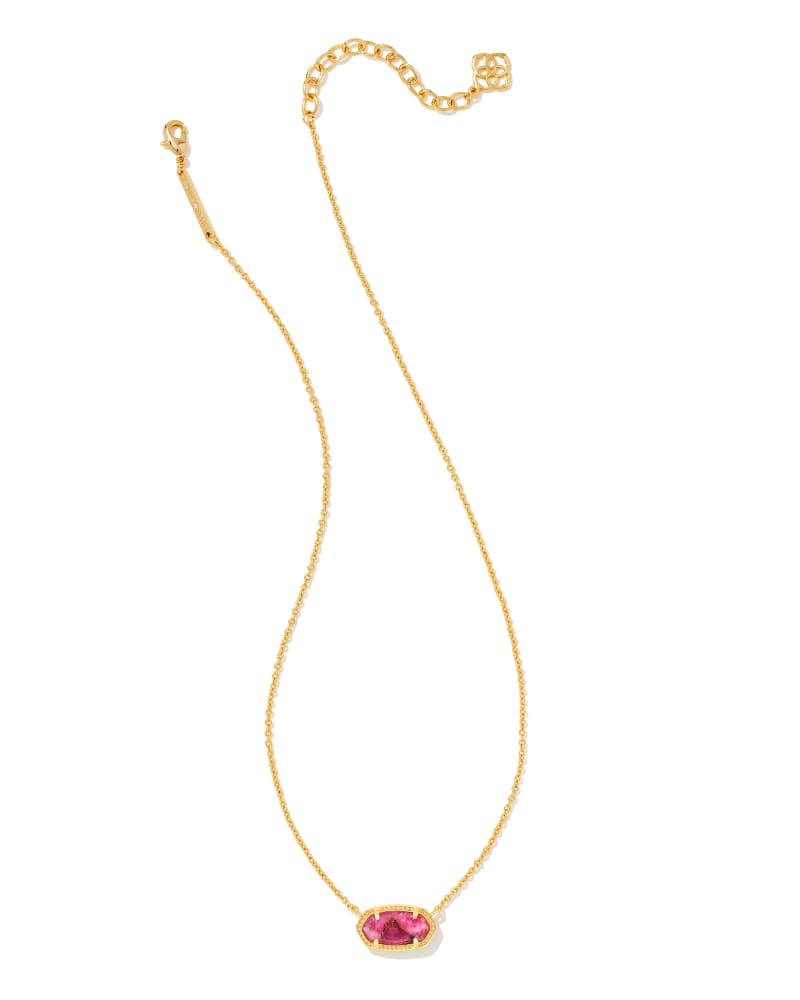 ELISA PENDANT NECKLACE GOLD BRONZE VEINED MAGENTA JADE - She Chester