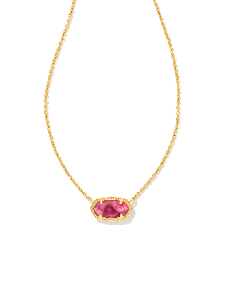 ELISA PENDANT NECKLACE GOLD BRONZE VEINED MAGENTA JADE - She Chester