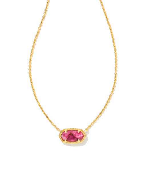 ELISA PENDANT NECKLACE GOLD BRONZE VEINED MAGENTA JADE - She Chester