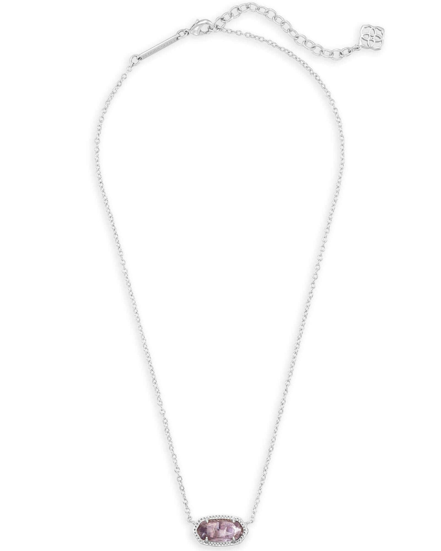 Elisa Silver Pendant Necklace In Amethyst - She Chester