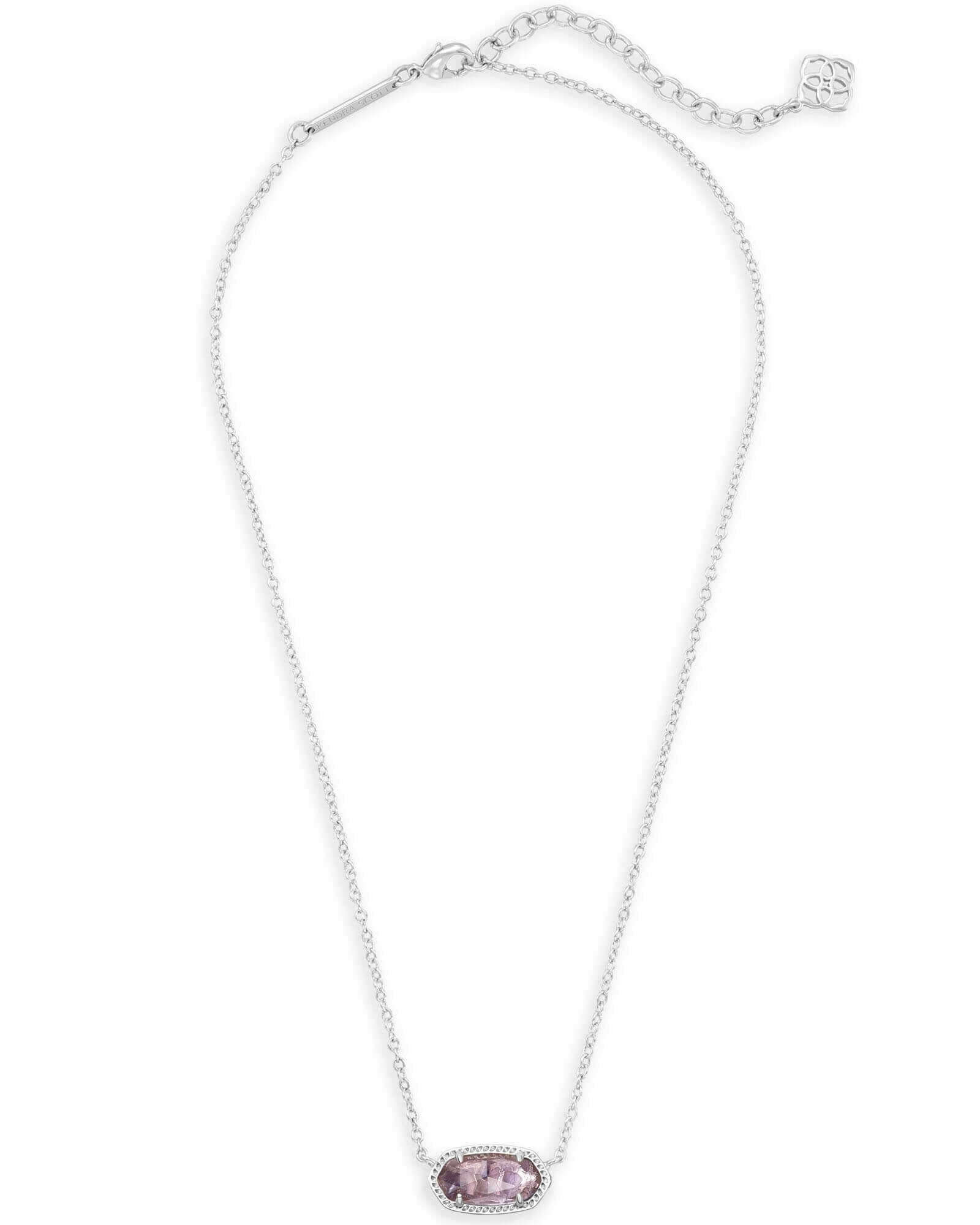 Elisa Silver Pendant Necklace In Amethyst - She Chester