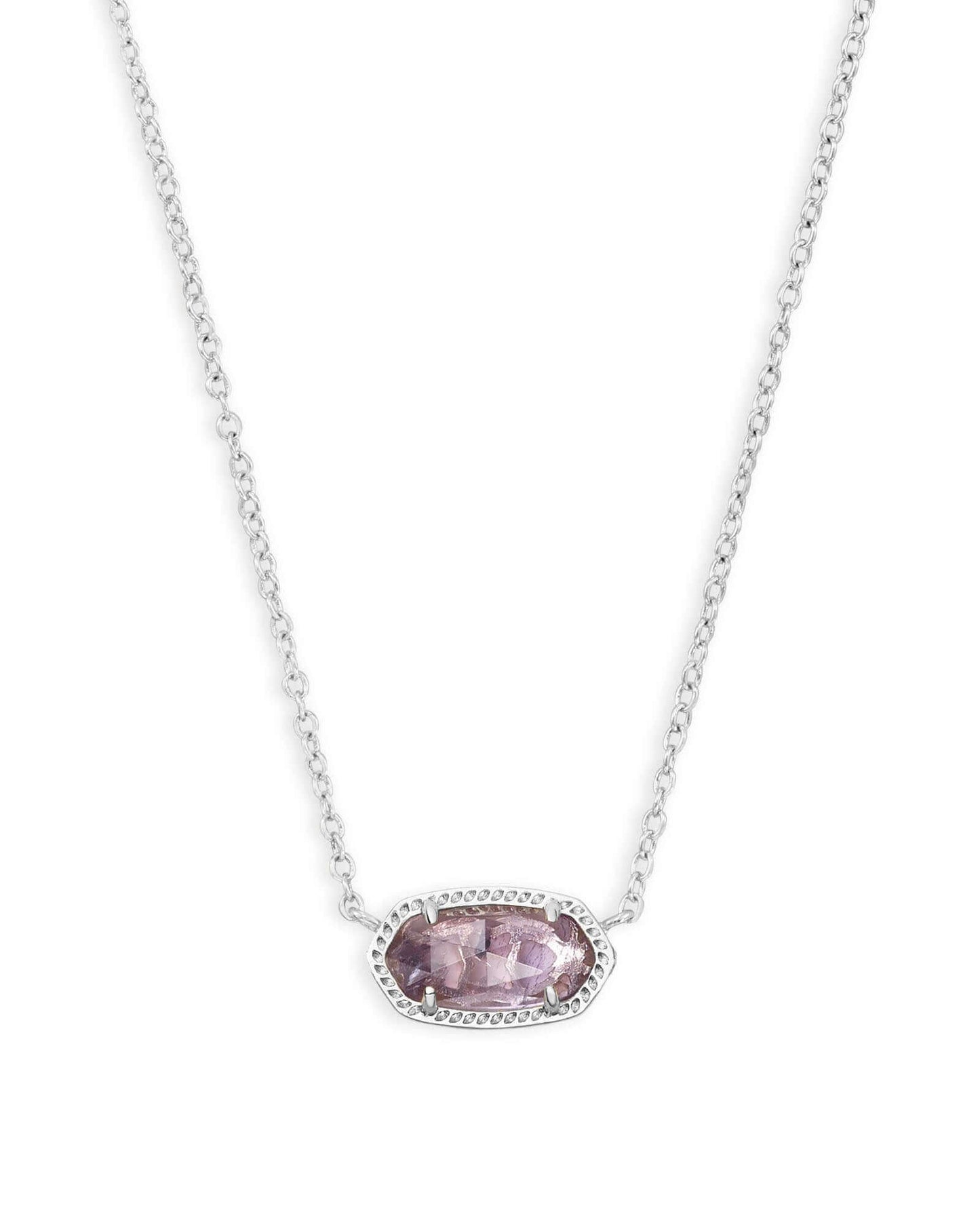 Elisa Silver Pendant Necklace In Amethyst - She Chester