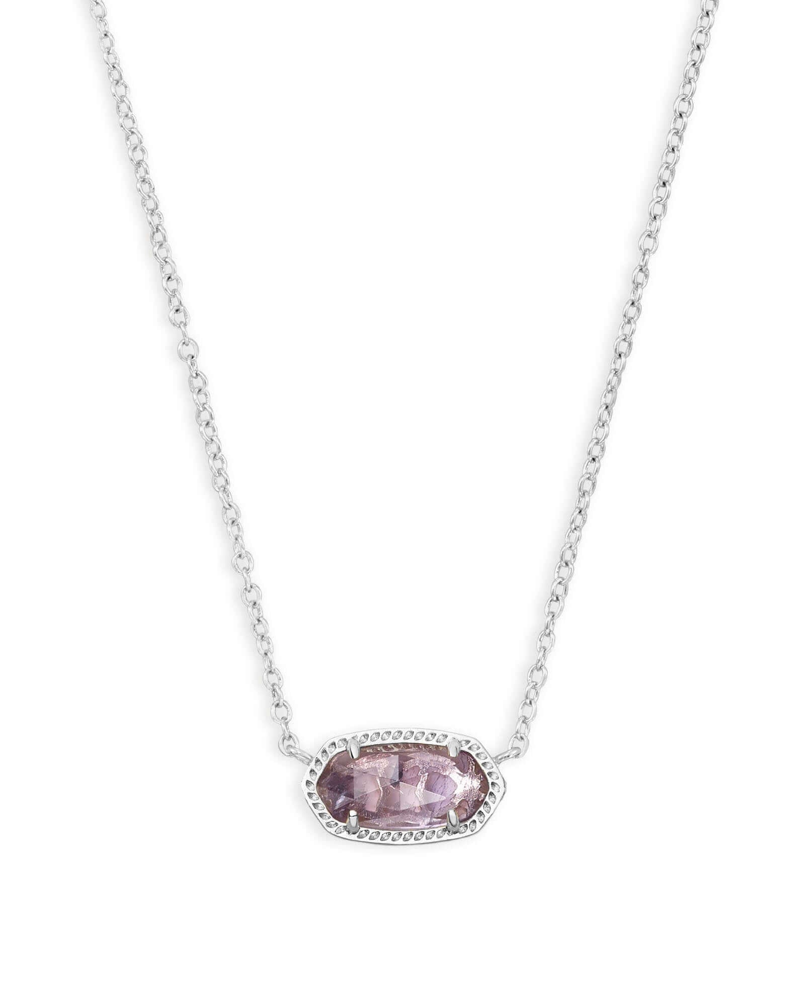 Elisa Silver Pendant Necklace In Amethyst - She Chester