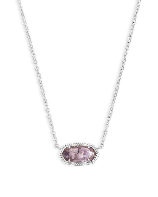 Elisa Silver Pendant Necklace In Amethyst - She Chester