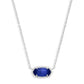 Elisa Silver Pendant Necklace In Cobalt Cats Eye - She Chester