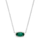 Elisa Silver Pendant Necklace In Emerald Cats Eye - She Chester