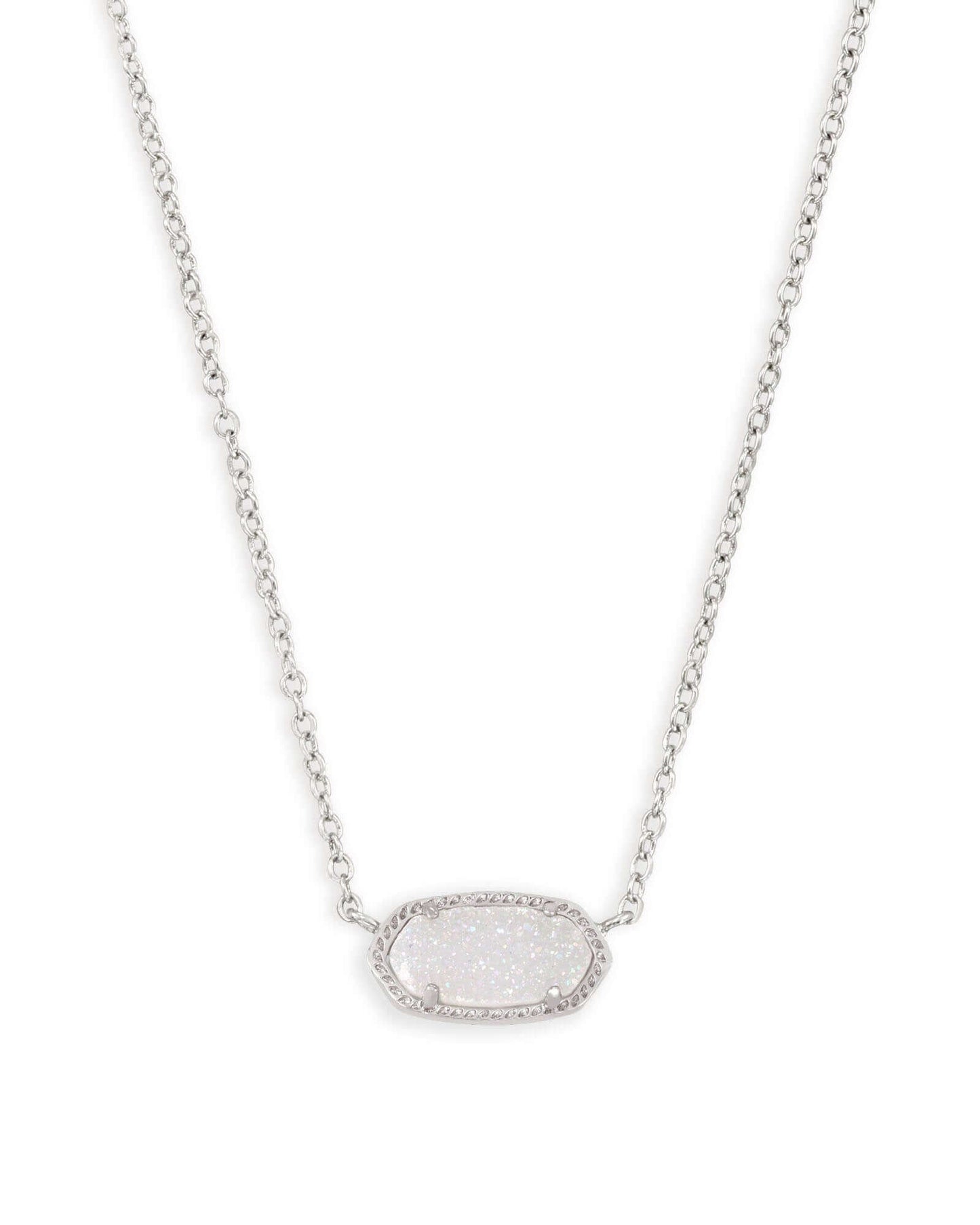 Elisa Silver Pendant Necklace In Iridescent Drusy - She Chester