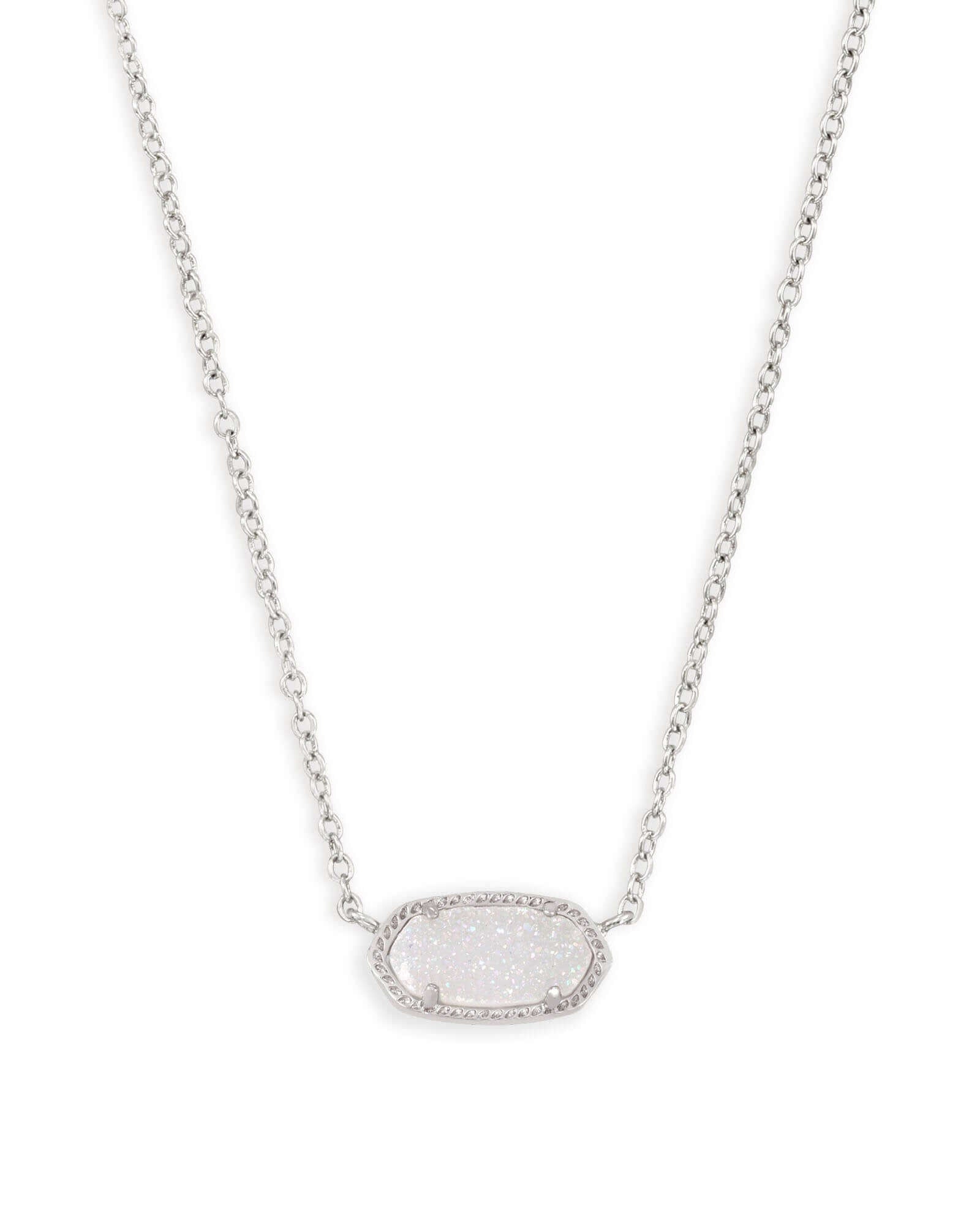 Elisa Silver Pendant Necklace In Iridescent Drusy - She Chester