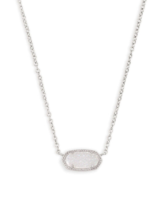 Elisa Silver Pendant Necklace In Iridescent Drusy - She Chester