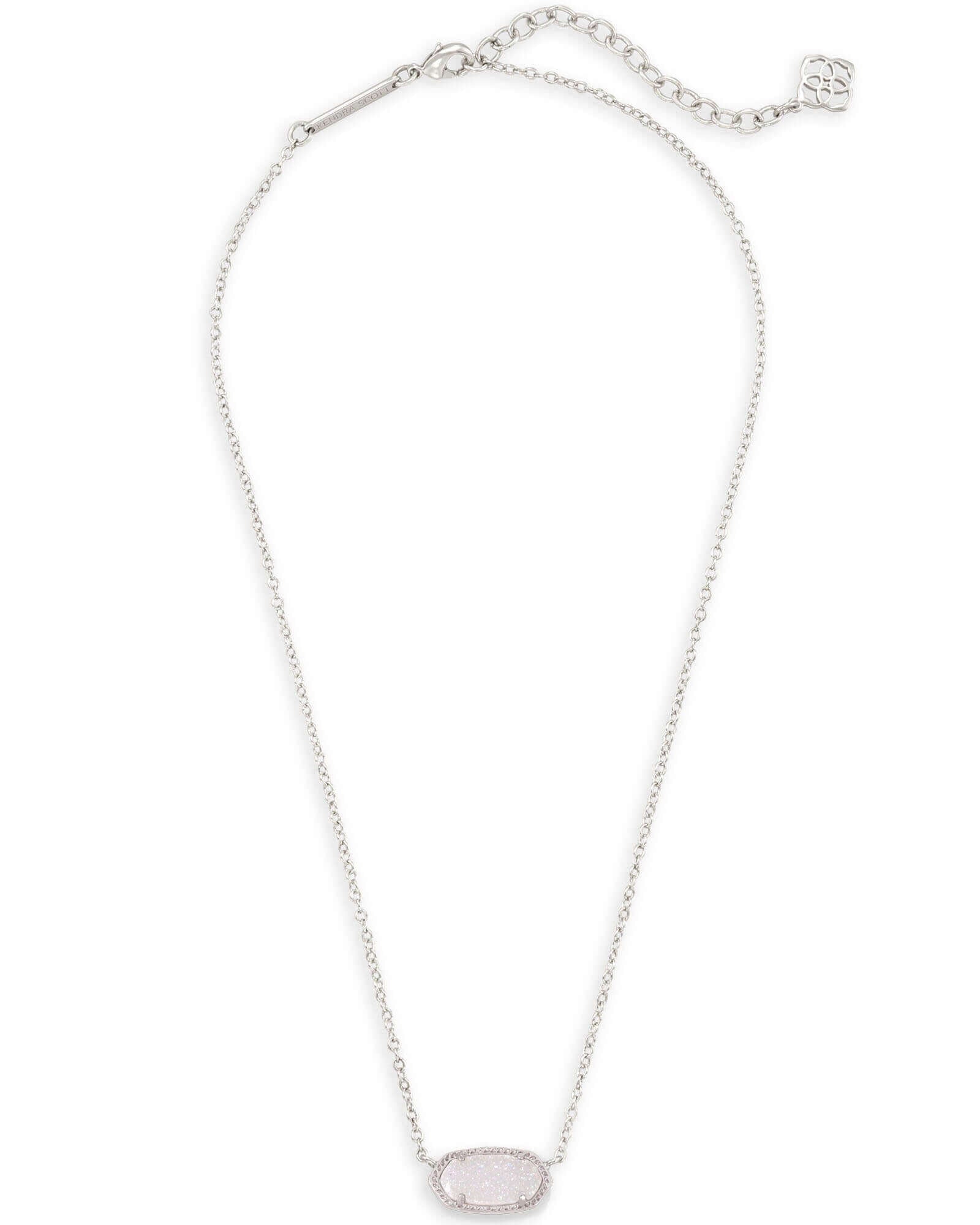 Elisa Silver Pendant Necklace In Iridescent Drusy - She Chester