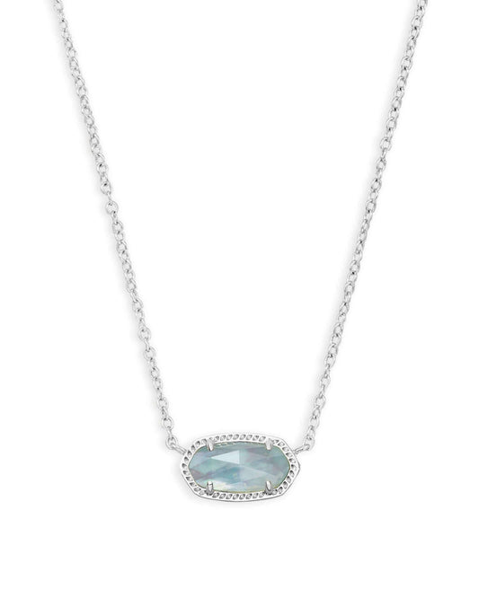 Elisa Silver Pendant Necklace In Light Blue Illusion - She Chester