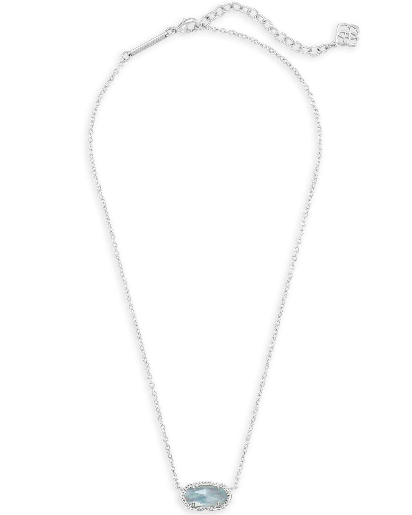 Elisa Silver Pendant Necklace In Light Blue Illusion - She Chester