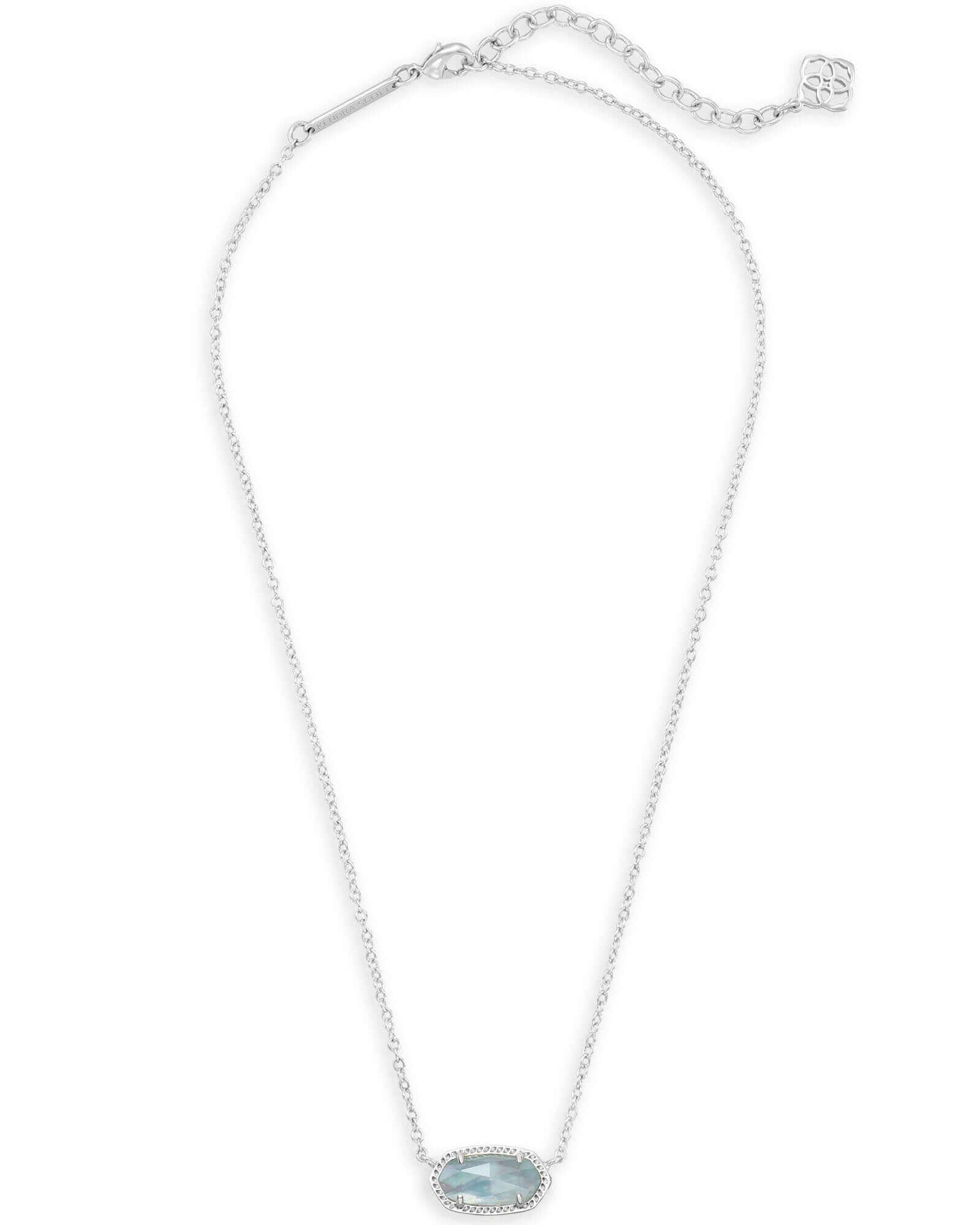 Elisa Silver Pendant Necklace In Light Blue Illusion - She Chester