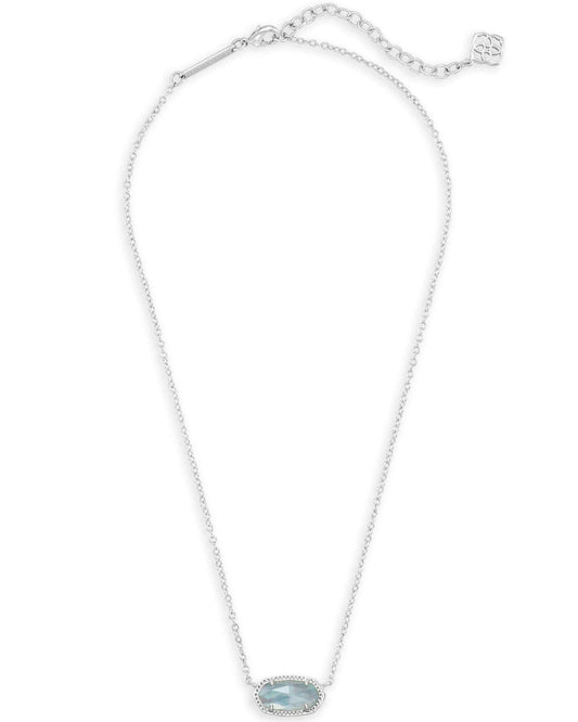 Elisa Silver Pendant Necklace In Light Blue Illusion - She Chester