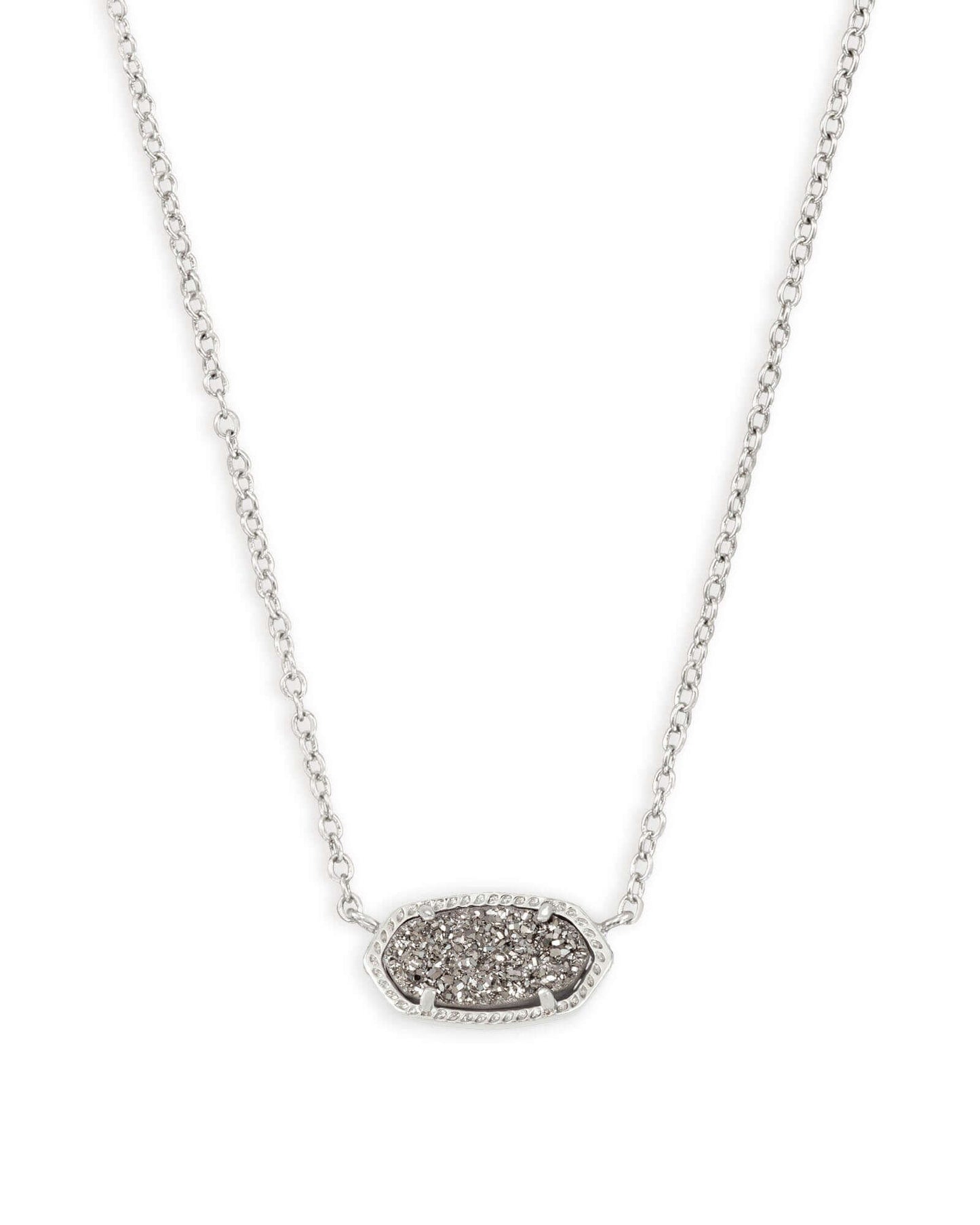 Elisa Silver Pendant Necklace In Platinum Drusy - She Chester
