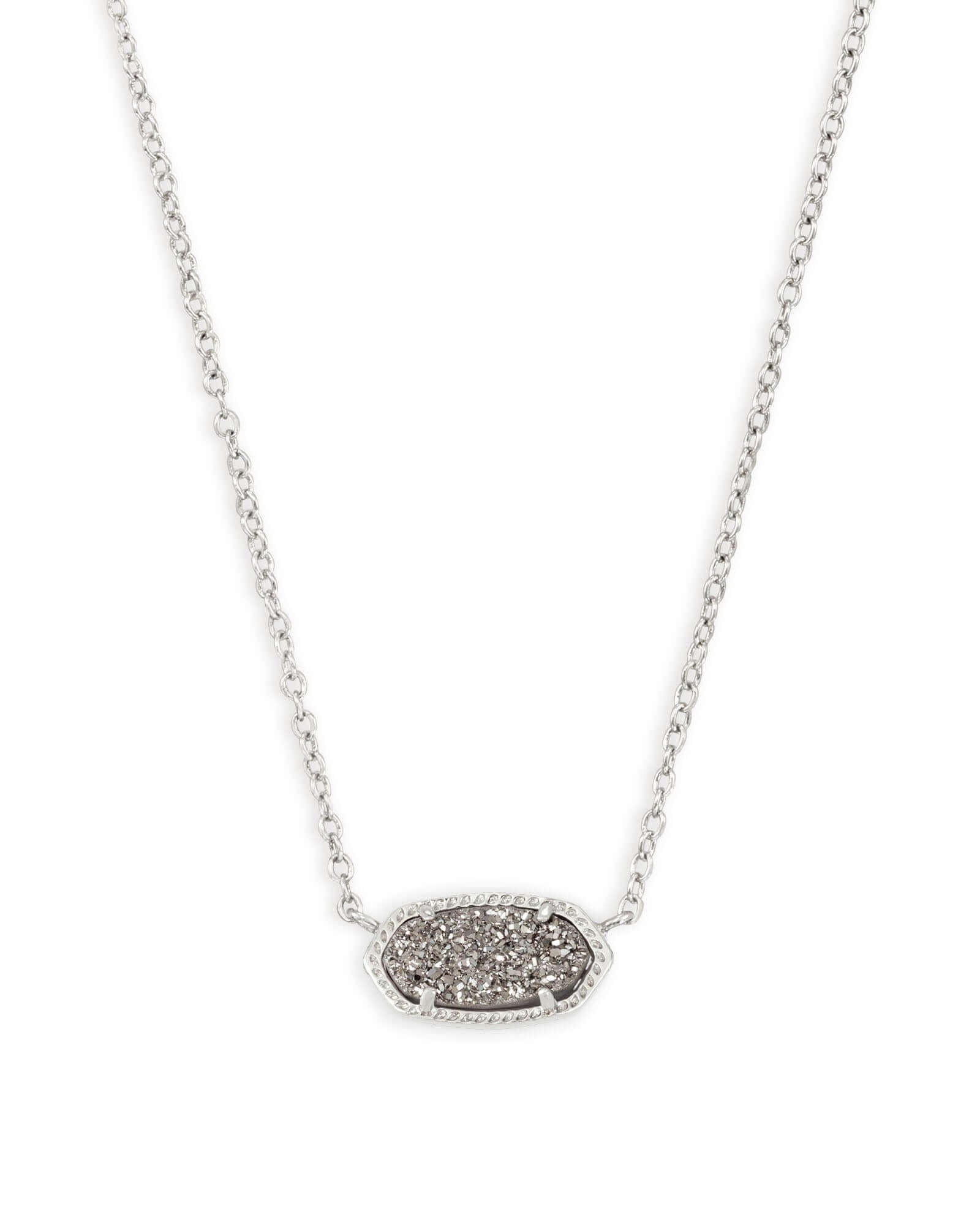 Elisa Silver Pendant Necklace In Platinum Drusy - She Chester
