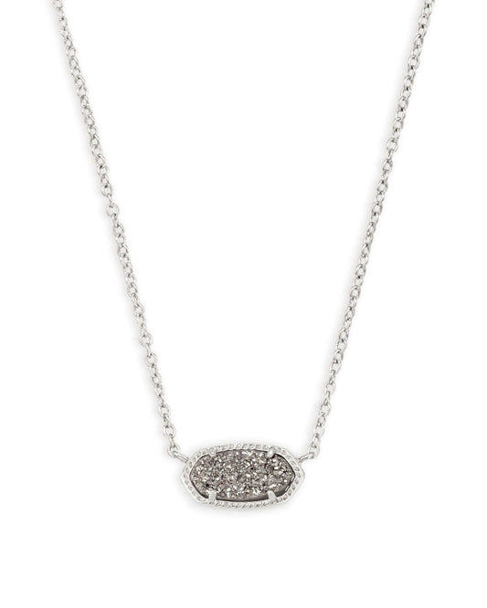 Elisa Silver Pendant Necklace In Platinum Drusy - She Chester