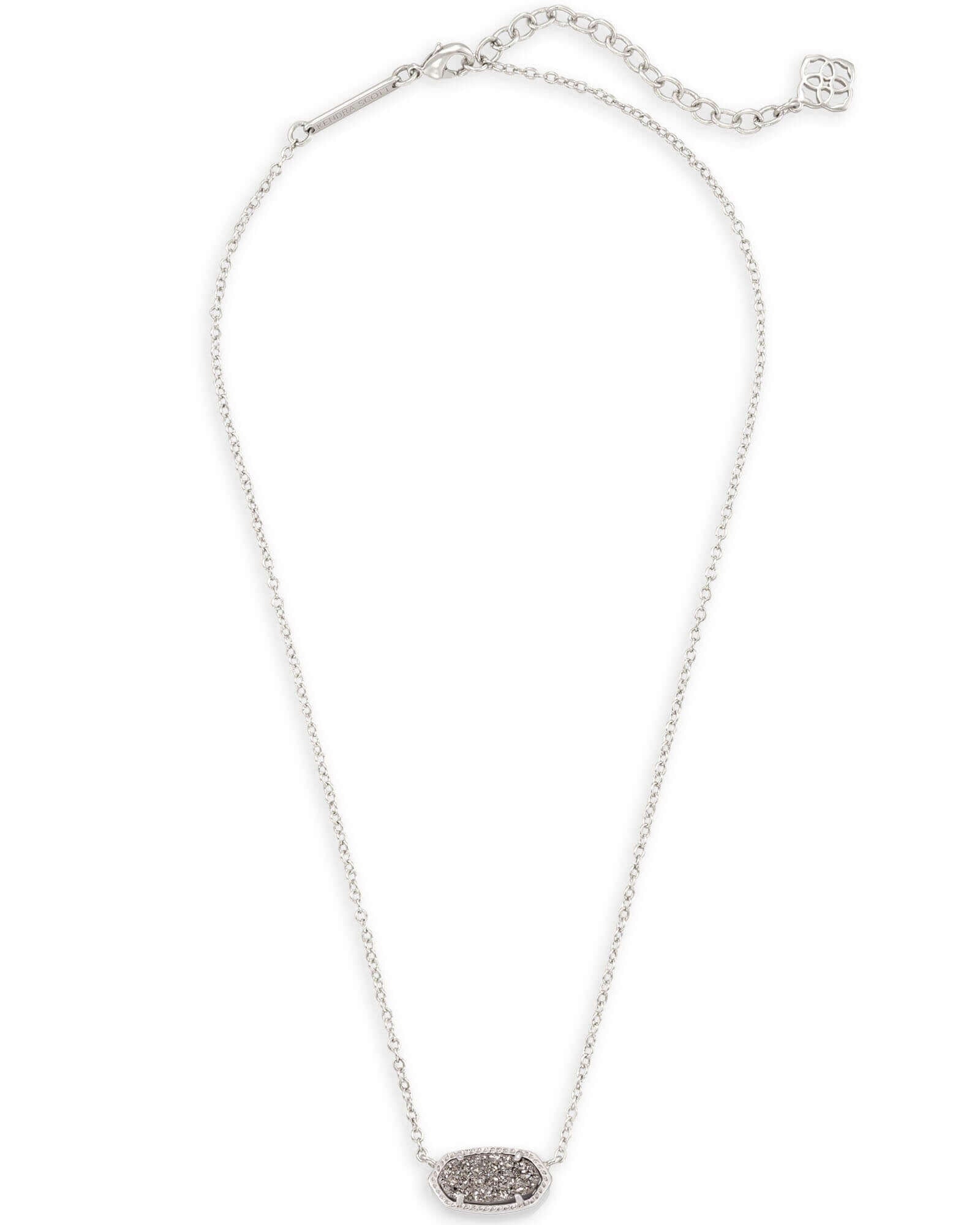 Elisa Silver Pendant Necklace In Platinum Drusy - She Chester